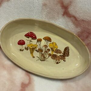 Foraging Mushrooms Ceramic Earthenware Serve Dish NWT Place & Time 9X 5.25X1.75”